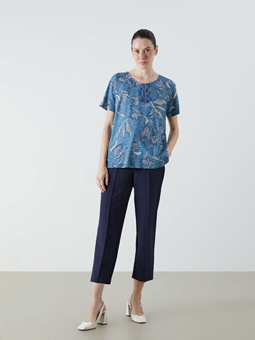 Ba?lamal? Yaka Desenli Bluz