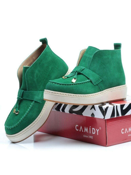 01-5172-6 GREEN Ботинки женские демисезонные (натуральная замша, байка)