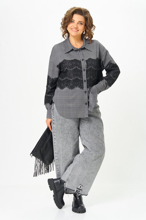 Блуза Svetlana Style 5032 серый клетка