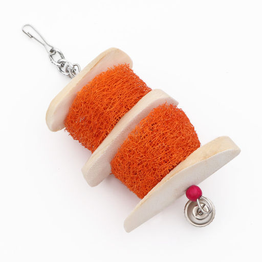 Игрушка с панцирем каракатицы, люфой и колокольчиком, 20 х 5 см, оранжевая - Пижон фото 6