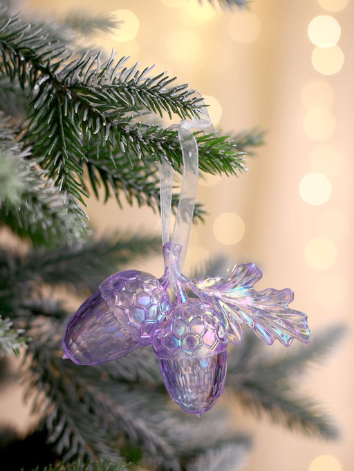 Цена за 2 шт. Ёлочная игрушка Зимнее волшебство. Жёлуди, 79 см, розовый перелив  фото 7