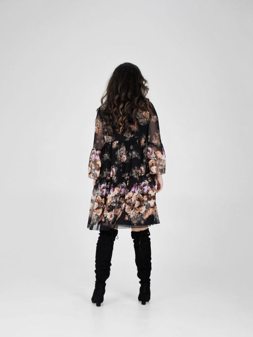 Платье Svetlana Style 1922 черный+рыжие цветы