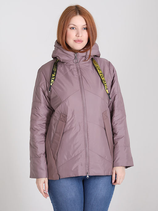 Куртка весенняя женская больших размеров на молнии - Almond фото 6