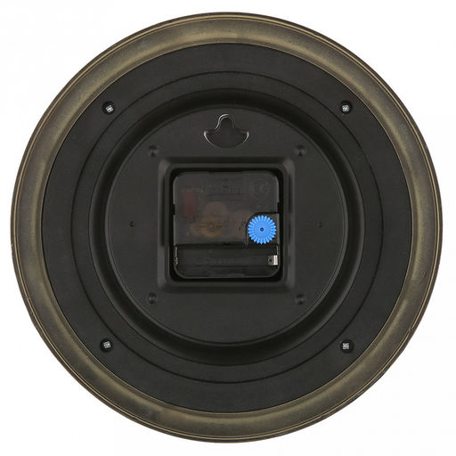 Часы настенные "Вензель" д19-22,5см, h4см, мягкий ход, циферблат белый/бежевый; цифры арабские, черный; корпус пластик, бежевый "под дерево"; в коробке (Китай)