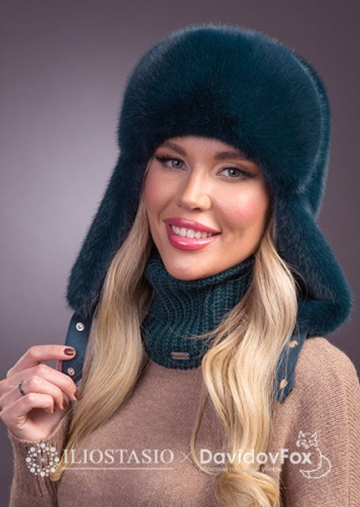 шапка Ушанка экомех изумруд - Davidovfox фото 2