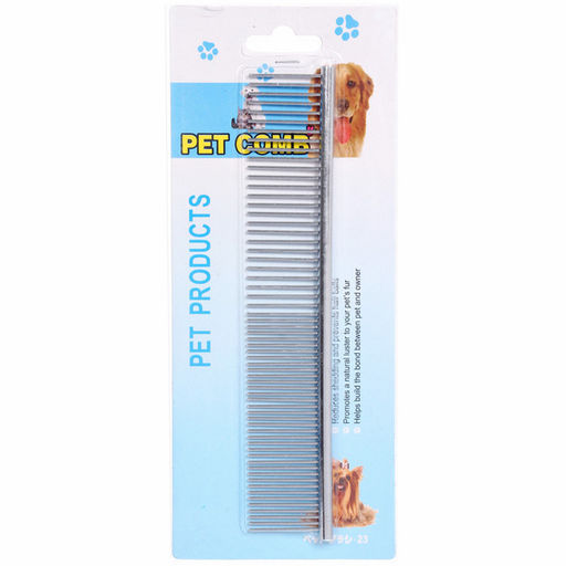 Цена за 2 шт. Расческа - пуходёрка комбинированная из нержавеющей стали для животных "ЛАПУСИКИ", 19*4см (блистер)