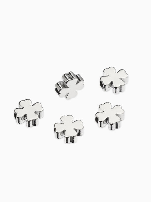 Цена за 2 шт. Бусина-разделитель родир. «Клевер», 7×7мм, d(вн.)=2мм, (набор 10 штук), медь, цвет серебро