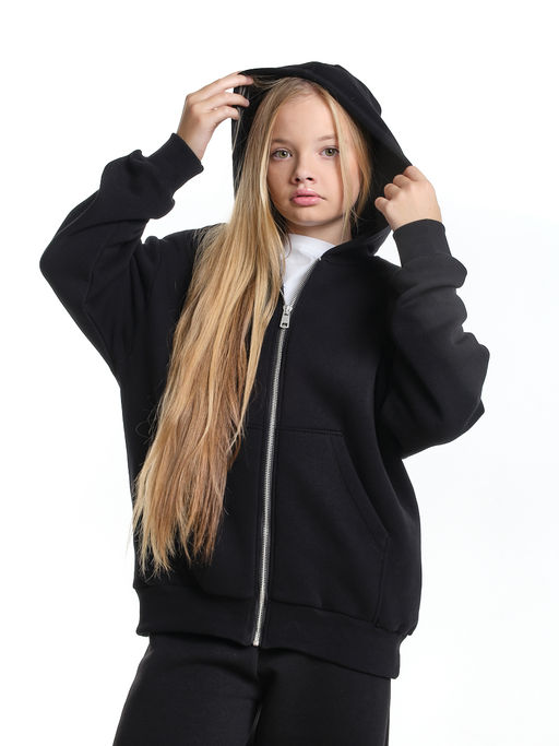 Толстовка с начесом оверсайз на молнии 22-5609 мятный - Mini maxi фото 11