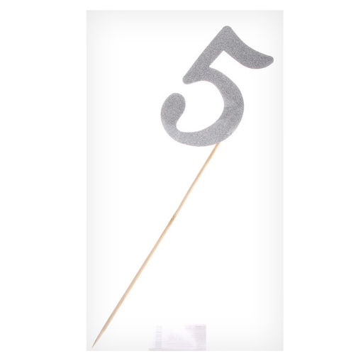 Цена за 6 шт. Топпер в торт 3, цвет серебро - Страна карнавалия фото 21