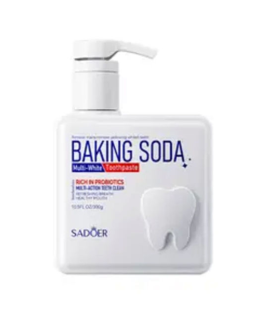 SADOER Отбеливающая зубная паста Baking Soda с дозатором уход и защита от кариеса, 300 гр