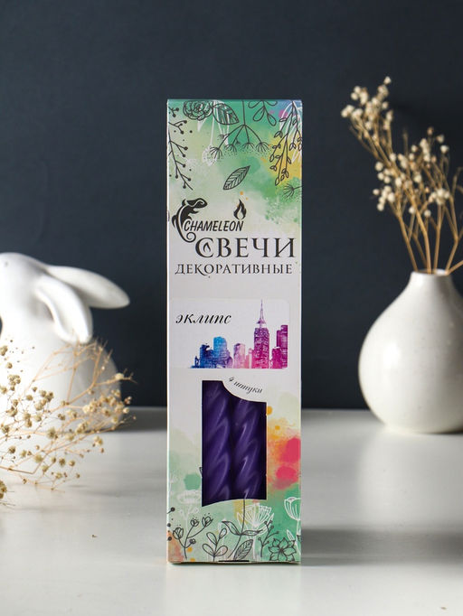 Цена за 2 шт. Набор: свечи ароматизированные витые 1.9×24 см, 4 шт., 40 г, 8 ч, эклипс