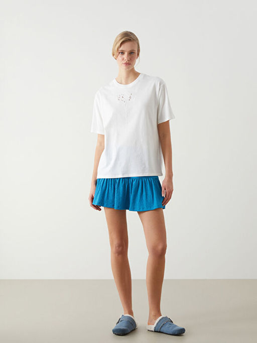 Beli Lastikli Dokulu Kad?n ?ortlu Etek