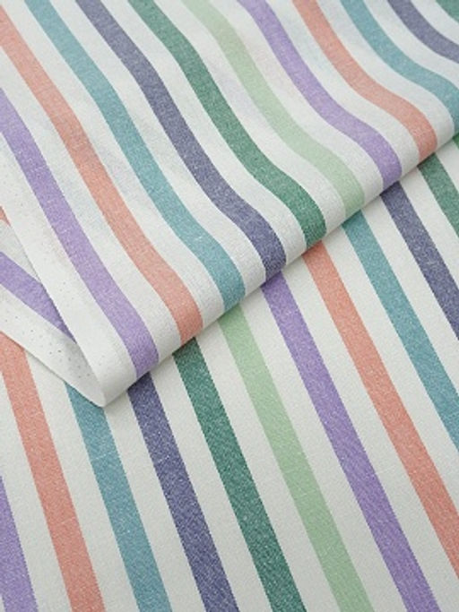 Холст полотенечный Зеленые/лососевые/чернильные полосы, ш.0.5м, лен-30%, хл-70%, 140гр/м.кв