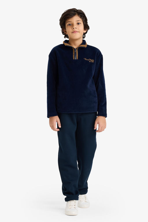 Yar_m Bal_k__ Yaka Fermuarl_ Nak__l_ __i Yumu_ak T_yl_ Polar Sweatshirt Erkek _ocuk - Defacto фото 4