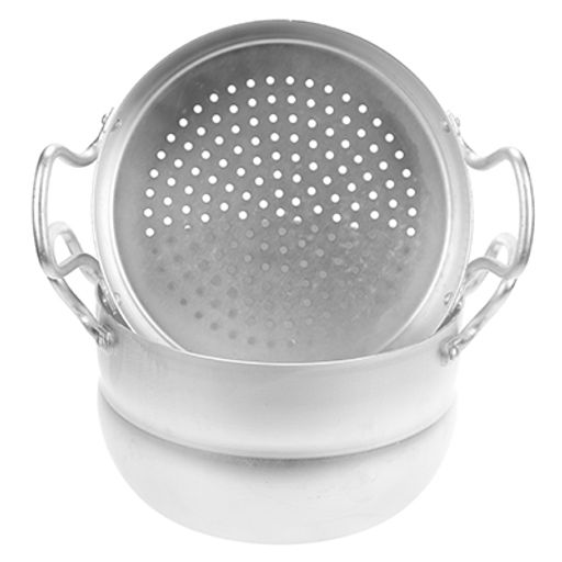 Кастрюля-пароварка алюминиевая 2,5л, д18см, h16,5см, s1,2-1,5мм, съемная сетка, матовая, сферическая форма, 2 металлические ручки, металлическая крышка
(Россия)