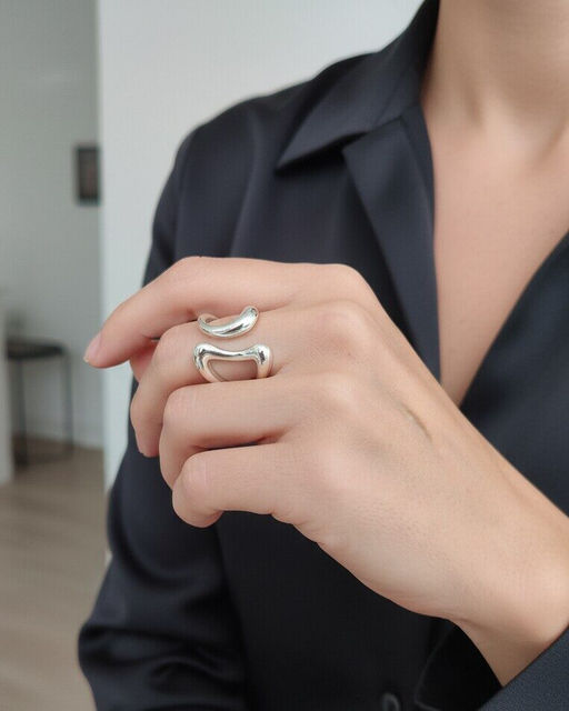 Кольцо с белым серебрением