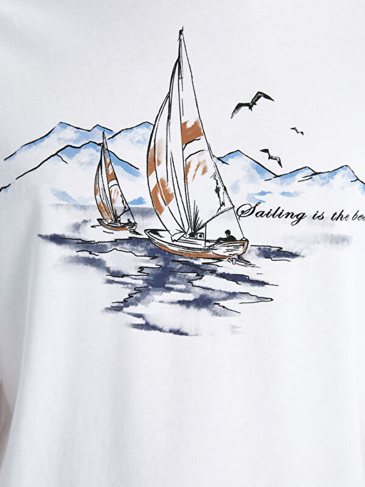 Bisiklet Yaka K?sa Kollu Bask?l? Penye Erkek Ti??rt