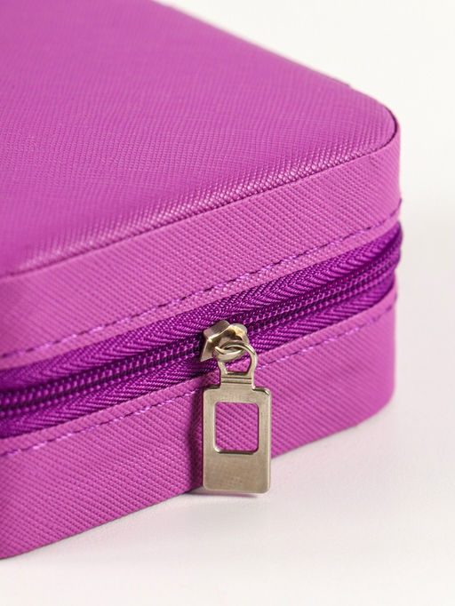 Шкатулка для украшений «Фиолет», кожзам, 4 ячейки, 7 полос, 3 крючка, 10×10×5 см