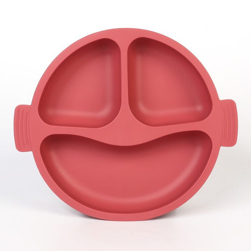 Тарелка детская 3 секции, M&B, 22.5×19.5×3, силикон, вишневый