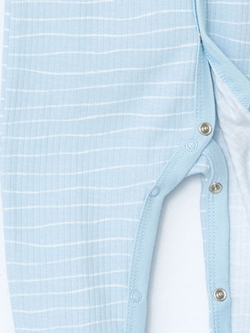 V Yaka ?izgili Erkek Bebek Hastane Seti