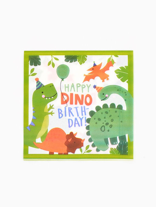 Салфетки бумажные Dino birthday, 33х33 см, 20 шт - Страна карнавалия фото 3