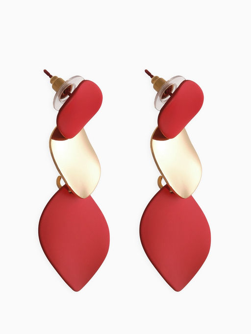 Серьги металл Азелия круги, трио, цвет красный в золоте