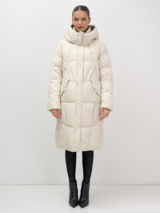 Пальто зимнее Visdeer 7709B женское утепленное 240 г/м² бежевое  фото 3