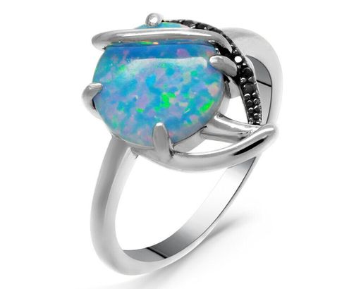 Кольцо из серебра опал голубой, МОВ0291
