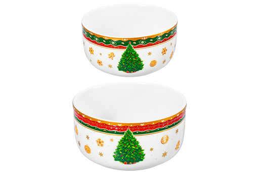 Набор 2 салатников 1 л 16*16*8,5 см + 500 мл 13,5*13,5*6,5 см Новогодняя ёлка NEW BONE CHINA - Elan gallery фото 8