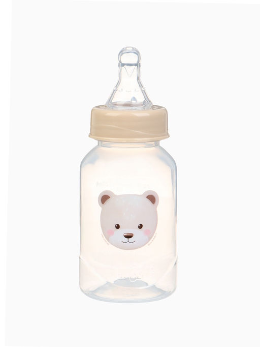Бутылочка для кормления Bear 150 мл, цилиндр, бежевый Mum&Baby