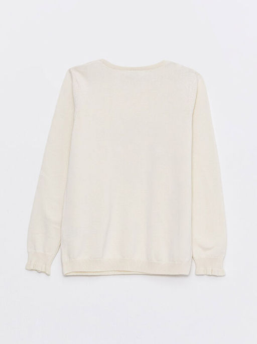 Bisiklet Yaka Bask?l? Uzun Kollu K?z ?ocuk Triko Kazak - Waikiki фото 2