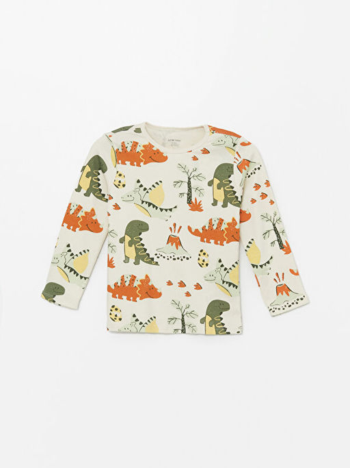 Bisiklet Yaka Uzun Kollu Bask?l? Erkek Bebek Pijama Tak?m?