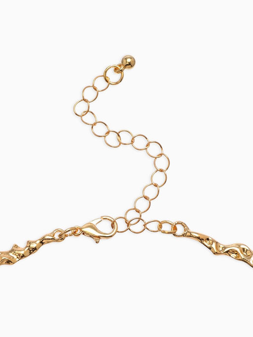 Колье Мятое тонкое, 35 см, цвет золото