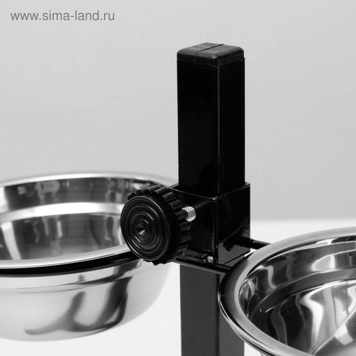 Подставка с мисками, 2350 мл, высота 30 см, разборная, чёрная - Пижон фото 5
