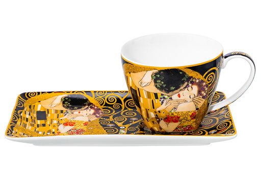 Чашка 250 мл с блюдцем для десерта 20*10*2 см Поцелуй на черном, NEW BONE CHINA - Elan gallery фото 4