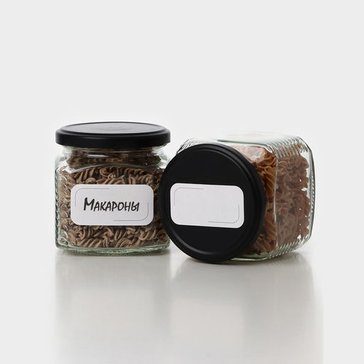 Набор стеклянных банок с черной крышкой и этикеткой, ТО-82, 0,39 л, 6 шт - Simaland фото 6
