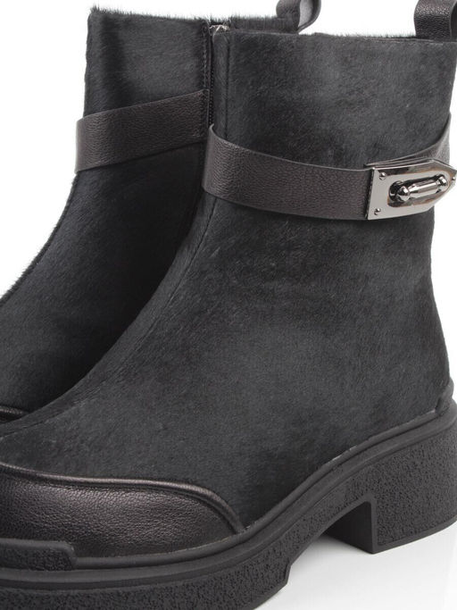 04-HSM704 BLACK Ботинки зимние женские (натуральная кожа, натуральный мех)