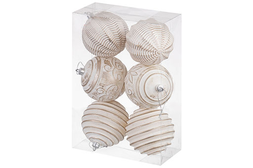 Набор 6 новогодних шаров 9,5*9,5 см Винтаж шампань с эффектом старины - Elan gallery фото 7