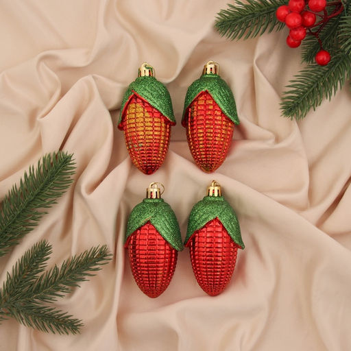 Ёлочные игрушки 4 шт. Кукуруза колор 104 см, красный