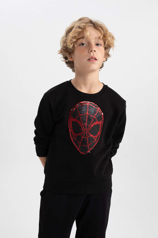 Толстовка с круглым вырезом для мальчиков Marvel Spiderman - Defacto фото 3