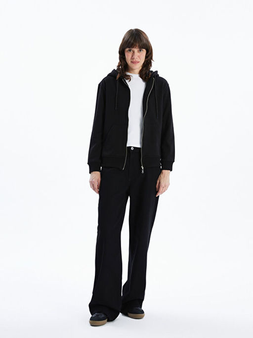 Kap??onlu Kad?n Fermuarl? Sweatshirt