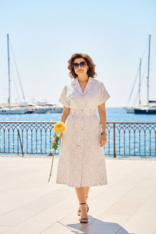 Платье Liliana 1521 белый+горох