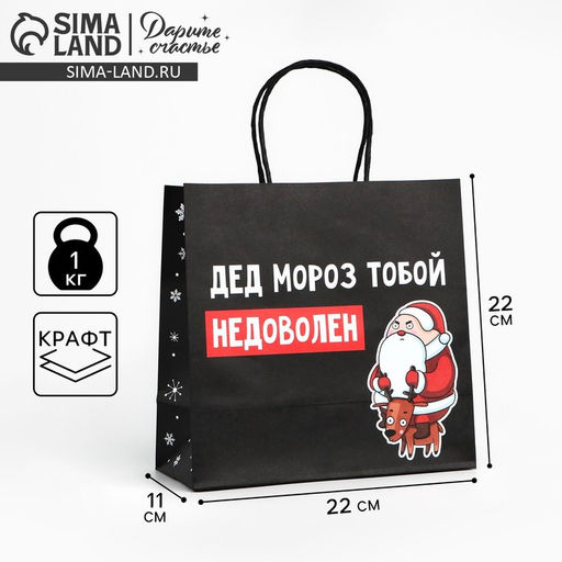 Цена за 2 шт. Пакет подарочный новогодний «Подарок, который ты заслужил», 22×22×11 см