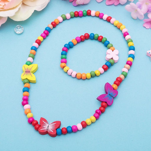 Цена за 2 шт. Набор детских украшений Выбражулька «Нежность бабочки», 2 предмета: бусы, браслет d=4.6 см разноцветный