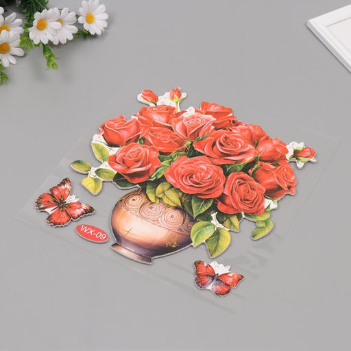 Наклейка интерьерная Пионовидные розы, пластик, 40?31 см