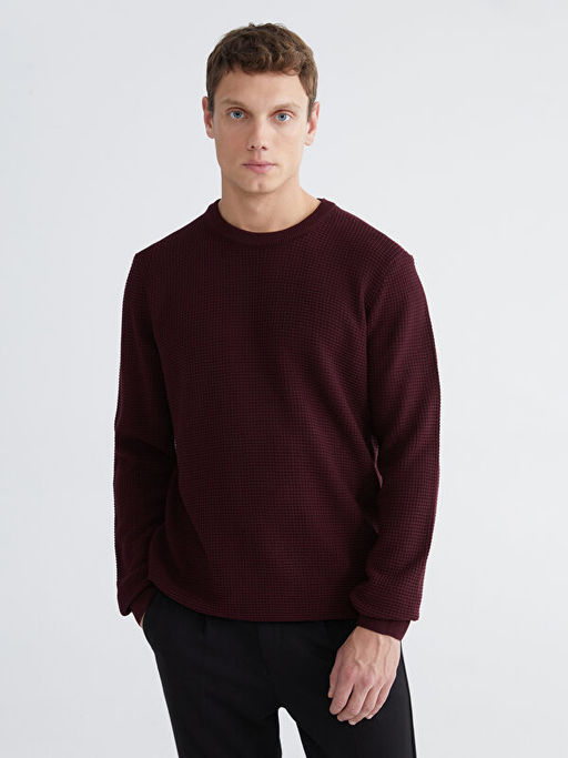 Bisiklet Yaka Kareli Erkek Triko Kazak