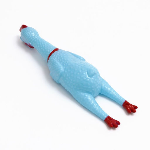 Игрушка пищащая Задумчивая курица для собак, 28 см, голубая - Пижон фото 3