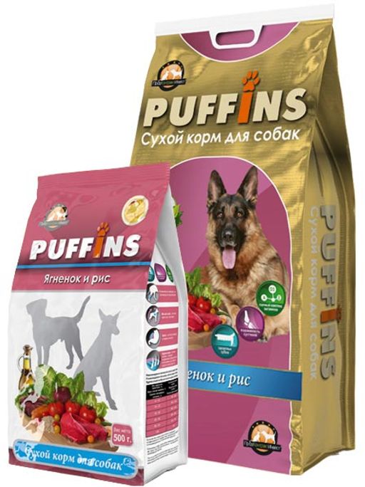Puffins сухой корм д\соб. 15 кг Ягнёнок рис 4610003546250