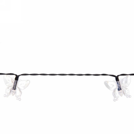 Гирлянда для улицы "Бабочка" 3 м 20 ламп LED чёрный провод, 2 реж.,IP-55, Теплый белый (солнечная батарея)