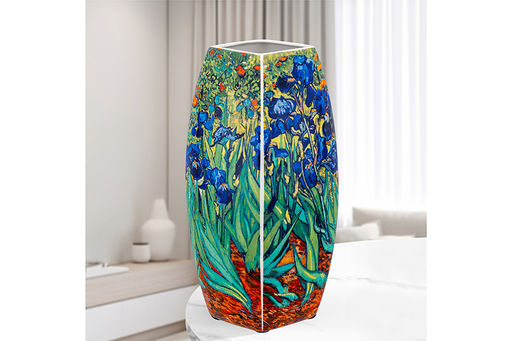 Ваза 2 л 11,5*11,5*25 см Ирисы квадрат, NEW BONE CHINA